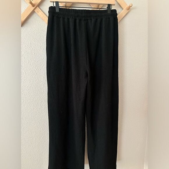 Polagram Well Made Waffle Black Waist Tie Pants Sz M - Picture 7 of 11